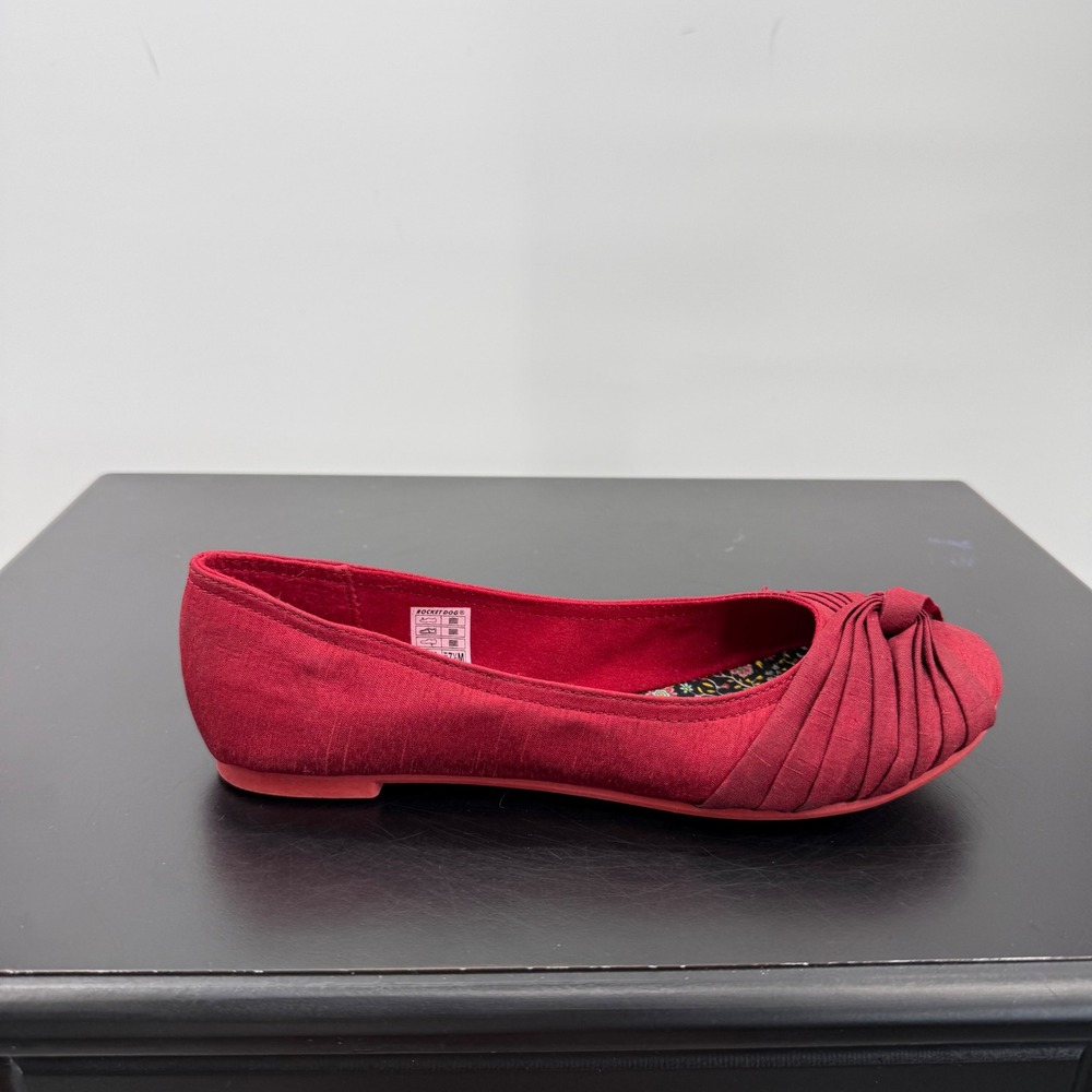 Rocket Dog Ballet Flats Women 7.5M Red Good Pleated Knot Round Toe C292 0513